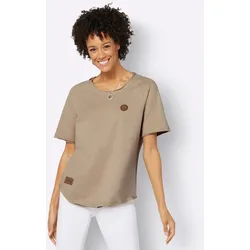 Sweatshirt CASUAL LOOKS, Damen, Gr. 52, beige, 100% Baumwolle, unifarben, Rundhals, Sweatshirts