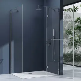 doporro Eck-Duschkabine Eckdusche 100x140x190cm Glasdusche ESG-Sicherheitsglas Klarglas inkl. Easy-Clean-Beschichtung Rav04K - Transparent