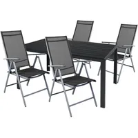 Mojawo 5-tlg Gartenmöbel Gartengarnitur Outdoor 125x70cm Anthrazit/Schwarz