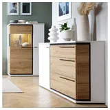 Lomadox Wohnzimmer-Set SANDVIKA-129, (Mega-Spar-Set, 2-St., 2-tlg), in weiß mit Eiche Nb. weiß