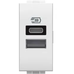 Legrand N4191AC LivingLight USB-Ladesteckdose 1 Modul mit 1x USB-A und 1x USB-C, Farbe Weiß 1