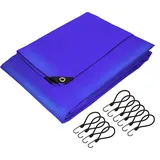 ECD Germany Abdeckplane Gewebeplane mit Ösen + 10 Haken, 3x2m 6m2, 650g/m2, Blau, PVC, Wasserdicht, Reißfest, LKW-Plane Bootsplane