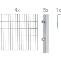 GAH Alberts Alberts Komplettset Doppelstabmattenzaun feuerverzinkt, 2 m, Matten, Höhe 200 cm, Länge 8 m