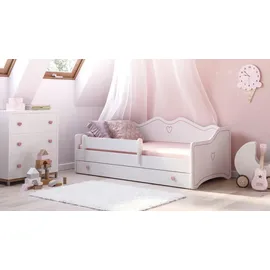 Kids Collective Kinderbett weiß Pink, Holzwerkstoff, 80x180 cm, Kinder- & Schublade | Prinzessin Sofa Couch Bett umbaubar rosa - Weiß,