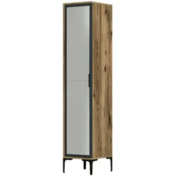 Dmora 1-Tür MehrzweckschrankDabadi, Multifunktionale Möbel, Schuhschrank, Besenschrank, 40x201h48 cm, Walnuss und Anthrazit