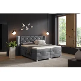 Fun Möbel Boxspringbett Dunkelgrau, Textil, 160x200 cm, Schlafzimmer, Betten, Boxspringbetten