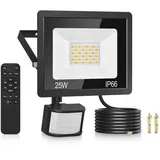 LED Strahler mit Bewegungsmelder Außen, 25W 3000K/4000K/6000K Dimmbar außenleuchte mit Fernbedienung, 2100LM IP66 Wasserdicht led strahler außen Außenstrahler Scheinwerfer fluter fur Garten Garage
