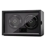 Brienz 2 Uhrenbeweger, 2 Uhren, 4 Modi, Holz-Optik, blaue   Innenbeleuchtung Schwarz