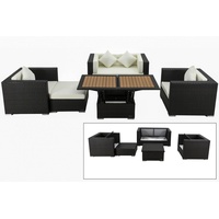 OUTFLEXX Lounge-Set, 5 Personen, braun, Polyrattan, inkl. Loungetisch, wasserfeste Kissenbox