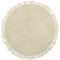 Bloomingville - Naturfaser Teppich mit Fransen Ø 110 cm, Wolle