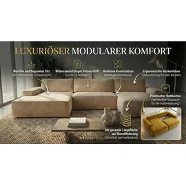 A&J MöbelLand Eckcouch Polyester mit Schlaffunktion 2-Sitzer Braun