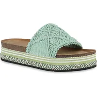 VAN HILL Damen Pantoletten Sandaletten Ethno Look Profil-Sohle Schuhe