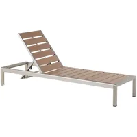 Beliani Gartenliege Silber Kunstholz Aluminium Verstellbar Modern Terrasse Balkon