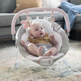 Ingenuity Babywippe – Flora – mit abnehmbarem Entwicklungsspielzeug. 8 Melodien. Beruhigende Vibrationen. Verstellbare Kopfstütze. - Rosa