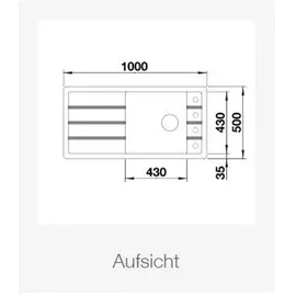 Blanco FARON XL 6 S schwarz rechts Einbau Granit Handbetätigung 1000 x 500 mm