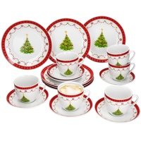 18tlg Kaffeeservice Weihnachtstraum Porzellan 6 Pers. Tassen Untertassen Teller