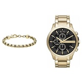 Armani Exchange Herren-Edelstahlarmband mit Karabinerverschluss Exchange Chronograph Edelstahluhr, goldfarben