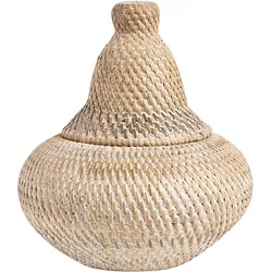 Korb mit Deckel Rattan naturfarben ⌀ 20 cm BARUMUN