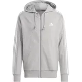 Adidas Essentials French Terry 3-Streifen Kapuzenjacke Medium Grey Heather / White L