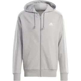 Adidas Essentials French Terry 3-Streifen Kapuzenjacke Medium Grey Heather / White L