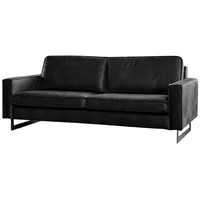 KAWOLA Couch Lederfaserstoff 2-Sitzer Schwarz