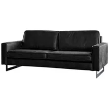 KAWOLA Couch Lederfaserstoff 2-Sitzer Schwarz