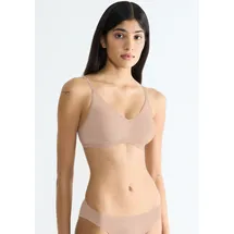 SLOGGI Soft-BH "GO Daily Cotton", Damen, Gr. S, N-Gr, beige (new beige), Single Jersey, Obermaterial: 82% Baumwolle, 18% Elasthan, unifarben, Basic, BHs Soft-BH, Glanz-Effekt Details, tiefer V-Ausschnitt, ohne Bügel