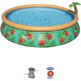 BESTWAY Fast Set Aufstellpool Paradise Palms ⌀ 457 x 84 cm inkl. Filterpumpe + Wassersprinkler