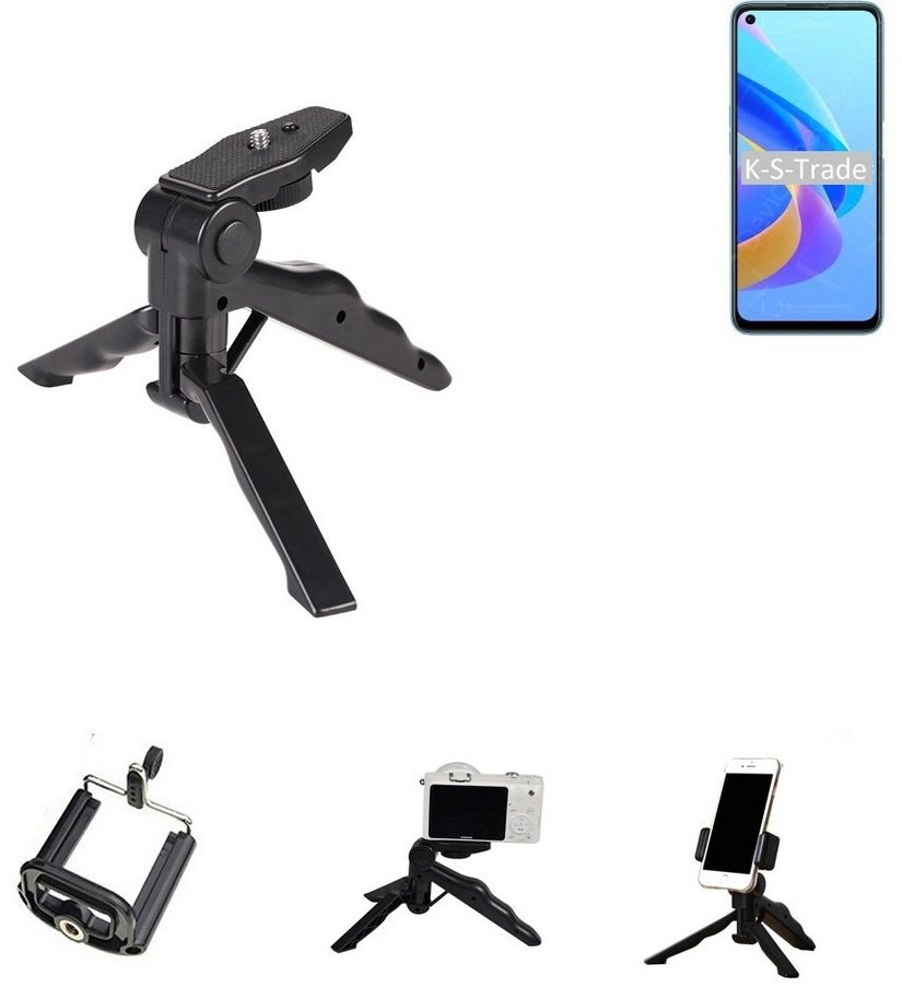K-S-Trade für Oppo A36 Smartphone-Halterung, (Stativ Tisch-Ständer Dreibein Handy-Stativ Ständer Mini-Stativ) schwarz