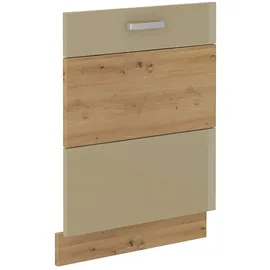 Küchen-Preisbombe Frontblende Geschirrspüler 60 Eiche Artisan + Cappuccino Glanz