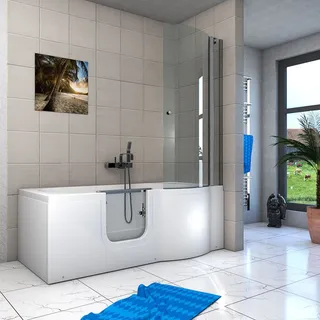 AcquaVapore Seniorendusche und Badewanne mit Tür S12D-L-EC Dusche 170x85cm mit 2K Scheiben Versiegelung