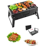 Tragbarer Holzkohlegrill Für 2 Bis 6 Personen, Faltbar Und Tragbar, Aus Edelstahl, Ideal Für Picknicks, Reisen, Camping Auf Der Terrasse Oder Im Garten (43 X 29 X 23 Cm).