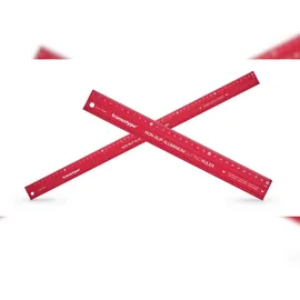 transotype® transotype Schneidelineal, 30 cm lang, Lineal aus eloxiertem Aluminium in knalligem Rot, rutschfest, robust, mit Schneidekante