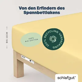 schlafgut Casual Mini Spannbettlaken für Baby- & Kinderbett, 60x120cm - 70x140cm, Spannbetttuch 100% Bio-Baumwolle, Yellow Mid
