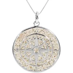 Kette mit Anhänger DUR "DUR Kette mit Anhänger Kompassrose - Strandsand" Gr. 45, silber (silberfarben), Halsketten, Damen, 45cm, Silber 925 (Sterlingsilber), L: 42cm