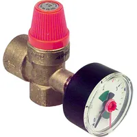 CALEFFI Membran-Sicherheitsventil 1/2 Zoll x 3/4 Zoll 2,5 bar mit Manometer