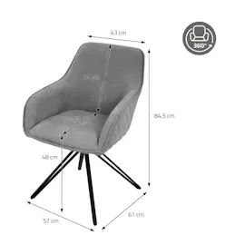 ML-Design Esszimmerstühle drehbar 6er Set Textil Webstoff Grau Drehstuhl,