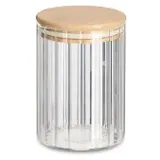 Zeller Present Vorratsglas Rillen, mit Bambusdeckel GROOVES, 550 ml