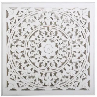 Casa Moro Wanddekoobjekt Holz Mandala Nasha 55x55 cm Shabby Chic Wandbild Boho Wanddeko, Ramadan Wandbild Holz Bild Deko groß MD1090 weiß