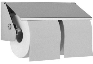 Wagner EWAR Doppel-Toilettenpapierhalter WP 149, Ganzmetallgehäuse zur Aufputzmontage, matt geschliffene Optik