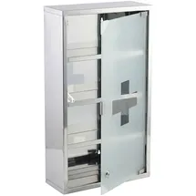 Karat Medizinschrank Allen Abschließbarer Arzneischrank mit Glastür Silber 60 x 30 cm 4 Fächer