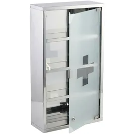 Karat Medizinschrank Allen Abschließbarer Arzneischrank mit Glastür Silber 60 x 30 cm 4 Fächer