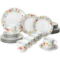 Mambocat 30tlg Kombiservice Variant Blümchen Porzellan 6 Personen aus