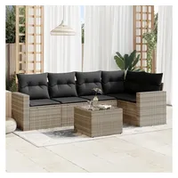 vidaXL Garten-Lounge-Set 6-tlg. hellgrau Polyrattan