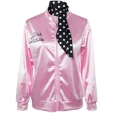 helymore Damen-Kostüm 50er-Jahre Sand Rosa Satinjacke mit Halstuch T Bird Danny Halloween-Kostüm Verkleidung, XXXL