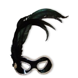 Das Kostümland Verkleidungsmaske Venezianische Augenmaske ‚Beatrice‘ mit Federn – S schwarz|silberfarben