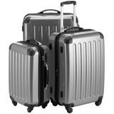 HAUPTSTADTKOFFER Alex - 3er Kofferset, Trolley-Set, Rollkoffer, Reisekoffer, (S, M & L), Silber