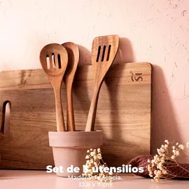 San Ignacio Agros Küchenhelfer-Set 3-teilig Holz/Bratblech 40 x 28 cm Stahl Braun/Orange