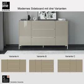 Set One by Musterring Sideboard "Reno", beige (taupe matt lack, glas taupe glanz), B:182cm H:108cm T:42cm, Glas, Holzwerkstoff, SET ONE BY MUSTERRING, Sideboards, Sideboard, Mit Winkelfuß in diversen Farben, 108 cm Höhe & Farbauswahl