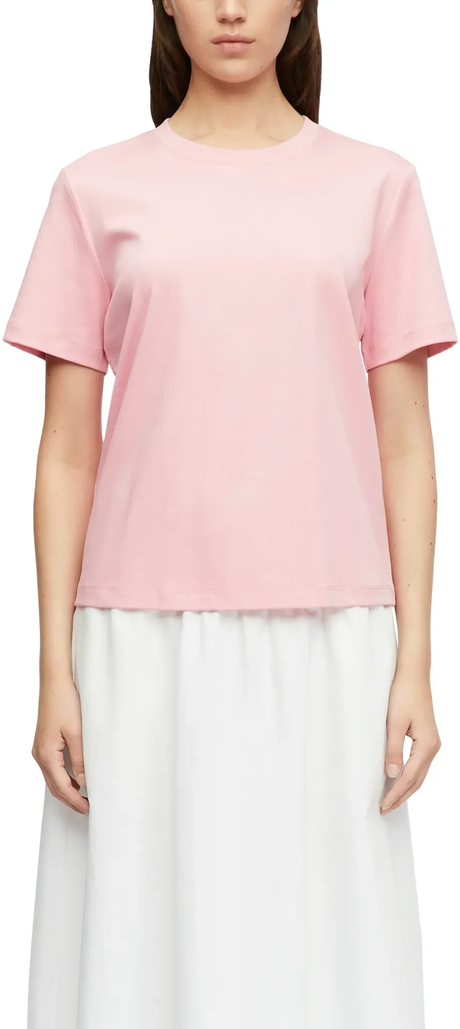 T-Shirt COMMA, Damen, Gr. 36, rosa (sea pink), Single Jersey, Obermaterial: 100% Baumwolle, unifarben, regular fit normal, Rundhals, gerader Abschluss, Shirts T-Shirt